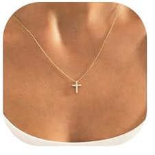 TINGN Gold Cross Necklace for Women, 14K Gold Plated Cross Necklace Dainty Diamond Cross Pendant Necklace Gold Necklaces for Women Gold Cross Necklace for Women Trendy Gold Jewelry for Women Girls