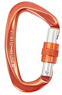 DR. WATCH Moschettoni da arrampicata, 25 kN/2550 kg, Moschettoni a molla, Portachiavi da arrampicata con chiusura a vite, Connettore per corda resistente, Portachiavi con morsetto, Arancione[MN43]