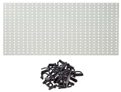 FERROELETTRA Pannello Portautensili 980x460mm in Lamiera Verniciata - Kit Ganci Incluso - Pannello Porta Attrezzi da Parete per Organizzazione Utensili - Parete Attrezzata Officina (1, Bianco/Avorio)