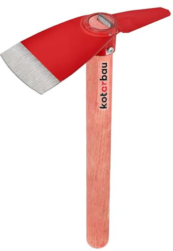 KOTARBAU® Zappa da giardino, 75 x 110 mm, con manico in legno impregnato, 34 cm, zappa con marcatura, zappa in acciaio C45, attrezzi da giardino per trapiantare diserbo, attrezzi da giardino