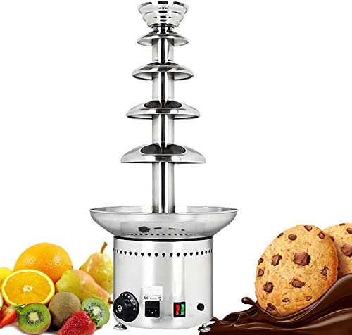 AINITAIFENG 5 Tier Fountain Chocolate Cheese Melting Machine Cream Fondue, Commercial Chocolate Fondue Fountain Digital Chocolate Waterfall Melting Machine 225W Stainless Steel Buffet Equipment