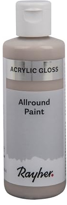 Rayher Allround Paint Gloss Acrylfarbe, taupe, Flasche 80 ml, glänzende Hobby-Acrylfarbe für Bastelarbeiten und Acrylmaltechniken, speichel- und schweißecht, für saugende Untergründe, 35085509