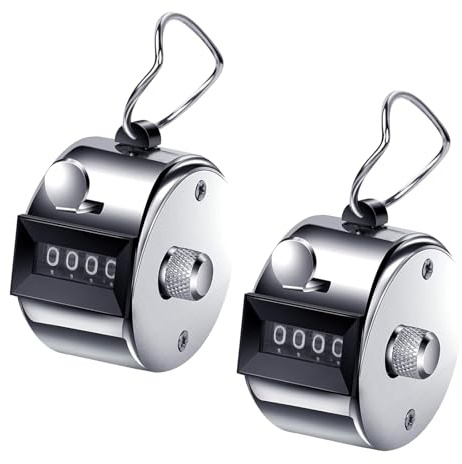 GNAUMORE Compteurs de Tours à Main à 4 Chiffres,Compte Personne Manuel,Mini Compteur de Comptage Main en Métal,Compteur des Clic 4 Chiffres,Compteurs des Comptage Mains,2pc