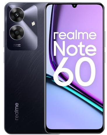 realme Note 60 Smartphone 6+128 GB, di fluidità ArmorShell di 48 mesi, fotocamera Super Clear da 32 MP, display Eye Comfort da 90 Hz, mini Capsule 2.0, batteria massiccia da 5000 mAh, nero