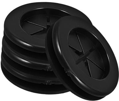 DINHEAROM 4pcs Desk Grommet Rubber Protective Coil Wire Plug Protection Fire Resistant Cable Grommet Easy Fixation Trash Bags Rubber Ring for Desk