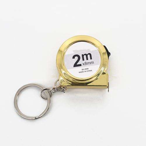 Mini mètre ruban en acier rétractable de 2 m - Porte-clés portable - Règle de mesure (doré)