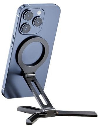 Treppiede magnetico per telefono da tavolo, in lega di alluminio, multifunzione, portatile, comodo supporto per riporre il telefono cellulare per registrare video
