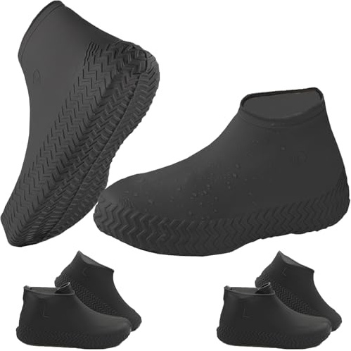 Copriscarpe impermeabile, 3 paia, usa e getta, riutilizzabili, lattice, antiscivolo, pioggia, neve, spiaggia, deserti, strade fangose, Nero