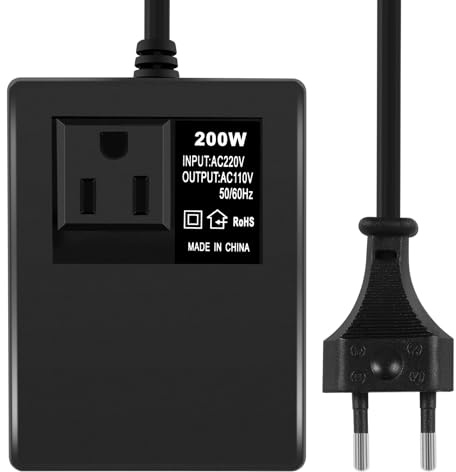 Transformador convertidor de voltaje de 200 W, adaptador de corriente de viaje de 220 V a 110 V, convertidor reductor de potencia, transformador de potencia UE.