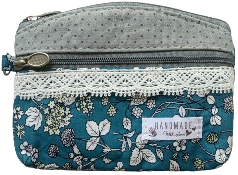 Coin Purse for Women Cute Small Wallets Change Purse Coin Pouch (Grey+Blue)