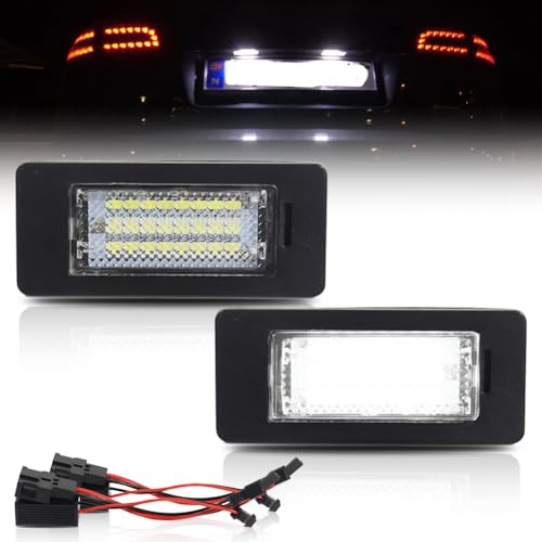 GSOWO 2 Stücke LED Kennzeichenbeleuchtung für A-udi A1 S1 A4 B8 8K A5 A6 C7 A7 VW GOLF 6 Variant J-etta Passat 3C B6 Shara-n SEAT Alhambra 2 Ibiza Oktavia 3, 18 SMD Nummernschildbeleuchtung