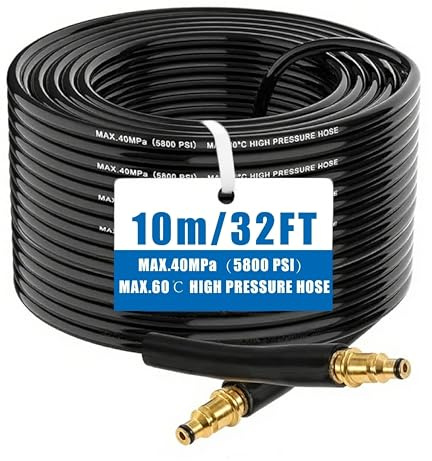 10M Pressure Washer Replacement Hose for Karcher K Series K2 K3 K4 K5 K6 K7, Extension Hose for Jet Washing with Quick Click Plug Connector – for Cleaning Car, Garden