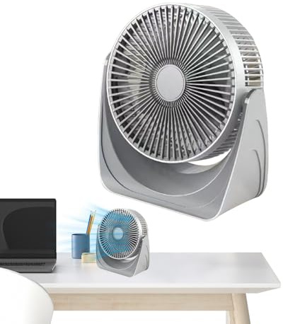 Naqqios Ventilatore da scrivania compatto | 5 velocità regolabili – Ventilatore da tavolo | Ventilatore circolatore potente e portatile per interni, esterni, viaggi, casa, ufficio e auto –