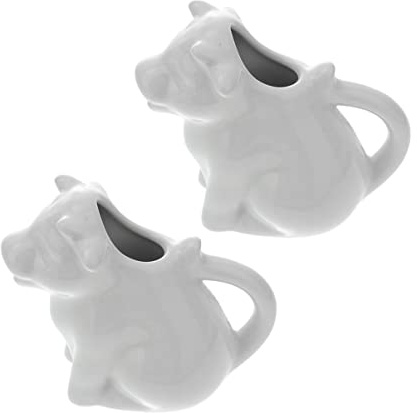 JECOMPRIS Lechera De Cerámica Forma De Animal Blanco, Pequeño Tamaño, 2 Unidades, Material Cerámico, Práctica y Ligera Para Cocina y Comedor