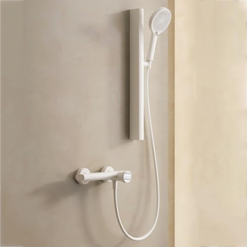 BiaoTeng Grifo Bañera con Barra de Ducha 4 Modos agua Fría y Caliente Set de Ducha con Barra Leche Blanca