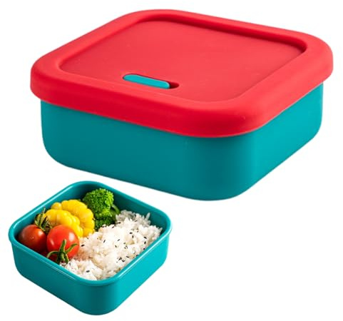 Generisch Contenitore per alimenti in silicone, a prova di perdite, con coperchio, per alimenti e meal prep, per lavastoviglie, microonde, frigorifero, scuola, ufficio, campeggio, picnic, viaggi