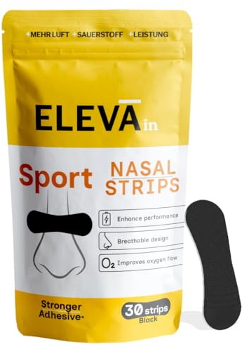 Eleva Sport Tiras Nasales Deportivas para Respirar | Adhesivo Extra-Fuerte 12h Resistente al Sudor | Maximiza Airflow y Rendimiento | Nasal Strips Ideales Para Running, Ciclismo, Crossfit.
