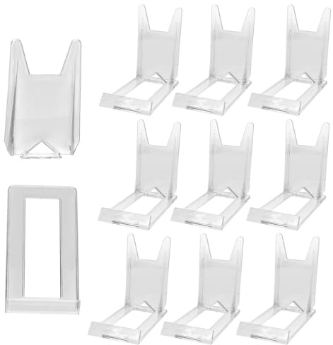 Zornaveli 10 Pack Book Display Stands Adjustable Clear Easel Collector Display Holder Acrylic Book Easel Collector Display Stand for Comic Artwork Album CD Magazine Postcard Cookbooks Photos