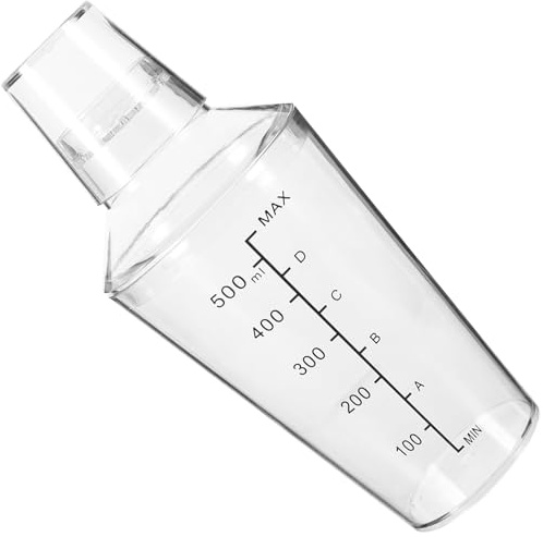 Tofficu Coctelera Transparente de Plástico 530 Ml Escala, Batidora Manual para Té Leche y Cócteles, Taza para Mezclar Bebidas en Casa y Bar, Herramienta Versátil para Preparar Cócteles