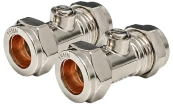PlumbEZ WRAS Approved 15mm Chrome Isolation Valves Pack of 2 – Compression x Compression Isolator Valve for Hot and Cold Water Plumbing
