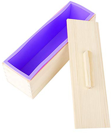 Fafeicy Molde de de Silicona de 1200 Ml con Carcasa de Madera Desmontable para Hornear Pasteles de Chocolate, Molde para Hacer, para Dulces, para Barra de