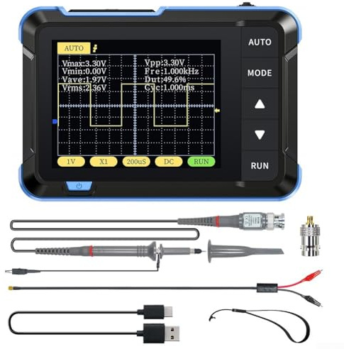 Portable Oscilloscope DSO152 200kHz Bandwidth 2.5MSa/s Real-time Sampling Handheld Device for Signal Analysis Maintenance Kit(high)