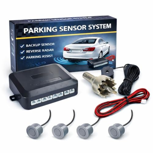 Einparkhilfe-Set à 4 Sensoren für PKW, Transporter, Camper, grau, lackierbar, Anleitung in italienischer Sprache, mit akustischem Signal