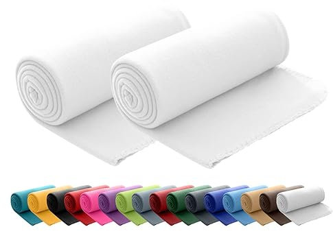 wometo 2er Set Polar Fleecedecke oekoTex 130x160 ca. 400g mit Anti-Pilling und Kettelrand weiß