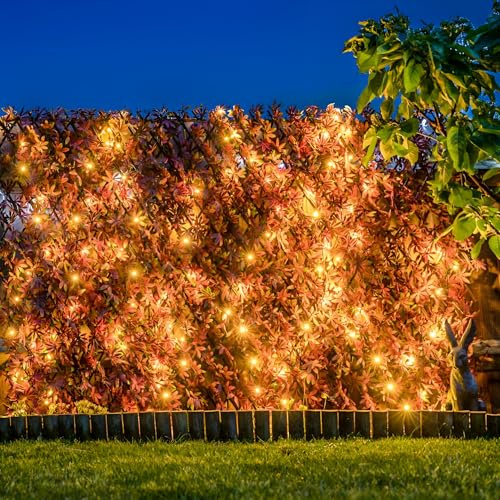 Primrose Papillon Extendable Artificial Red Acer Fencing Screening Trellis with LEDs 2m x 1m (6ft 7in x 3ft 3in)