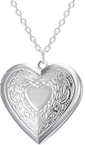 Happyyami Anhänger Herz Halskette Foto Anhänger Medaillon Kette Schmuck Halsschmuck für Frauen Mädchen Hochzeit Valentinstag Immagine 3