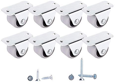 (Pack of 8) 30 mm Small Wheel Castors Rubber Casters Castors For Furniture Non-Swivel Small Wheels Non-Plastic Appliance & Equipment Small Wheel Castors Screws Included (8, ⌀30mm / 40kg)