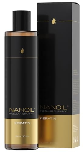 Mizellen Shampoo Nanoil 300ml - shampoo für sehr trockenes haar, ideale Reinigung, Feuchtigkeit, Stärkung der geschwächten Haare, Glättung, seidige Weichheit (Keratin)
