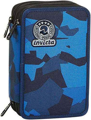 Invicta Federmäppchen, Mäppchen, mehrfarbig, Federtasche für Schreibwaren, Etui mit Stiften, Kugelschreiber, & mehr, 3 Fächer, Mädchen & Jungen, Schule - Grundschule, XXL, mehrfarbig