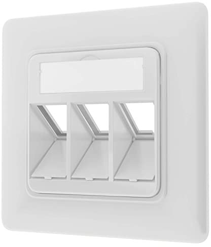 hb-digital Enchufe de Red para 3X Keystone Módulo Jacks Enchufe empotrable Caja de Empalme Enchufe vacío para p. ej. LAN RJ45 LAN Ethernet 3-Port RAL9003