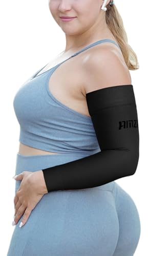 AMZAM® Manga de compresión médica para mujeres y hombres, 20-30 mmHg, soporte de compresión graduada con banda de silicona para aliviar el dolor, linfedema, edema, hinchazón, artritis