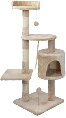 Mobiclinic, Kratzbaum, Modell Silvestre, Medium, Zum Klettern, 3 höhen, Mit Plattformen und unterständen, Europäische Marke, Entstressendes Spielzeug, Sisalseil, Beige