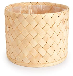 Paco Home Blumentopf Übertopf Natur Rattan Set mit Folieneinsatz Pflanzentopf Auslaufsicher Groß für Zimmerpflanzen, Farbe:Natur, Sets:3pcs Set/Design 5