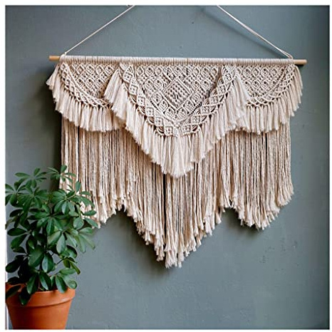 Tenture Murale en Macramé Tapisserie Murale Murale, Pendentif Pompon tissé à la Main, décorations de Chevet de canapé de Salon (Size : 120x110cm/47.2x43.3in)