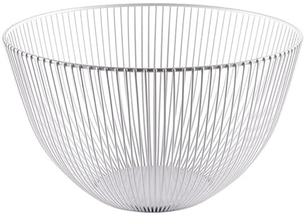 Soulnioi Cesta de frutas de metal Alambre de hierro Frutero Redondo Almacenamiento de frutas para verduras Snack Pan Cesta Decoración del hogar - Blanco