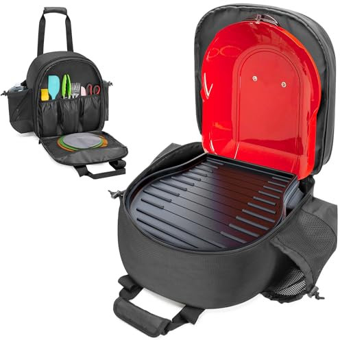 GRAOSO Borsa da campeggio compatibile con griglia e stufa Coleman Fold N Go, custodia portatile per fornello a gas con 2 tasche laterali per cilindri di propano da 0,5 kg, manico imbottito e tasche