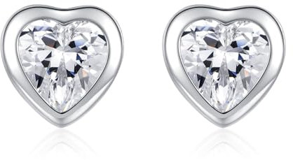 Deyanse Ohrstecker Silber 925 Damen, Klein Silber Herz Ohrstecker Ohrringe mit Weiß Zirkonia, Hypoallergen 5mm Schlafen Ohrknorpel Piercing Ohrstecker, Weißgold Ohrschmuck mit Schmetterlingsverschluss
