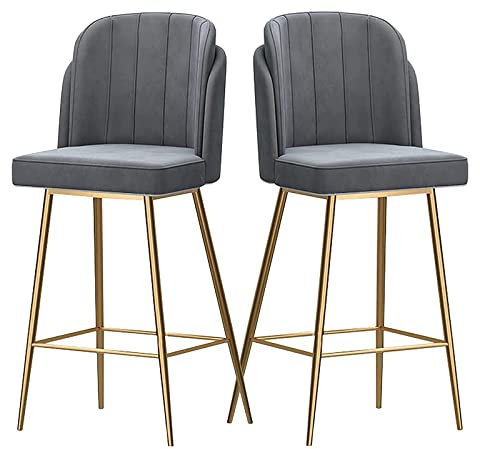 Luxuriöser Barhocker, gepolsterter Samthocker, Barhocker in Thekenhöhe, Barstühle für die Lounge-Küche, Thekenhocker mit Rückenlehne und Fußstütze für Frühstücks- und Bauernstühle in der Küche