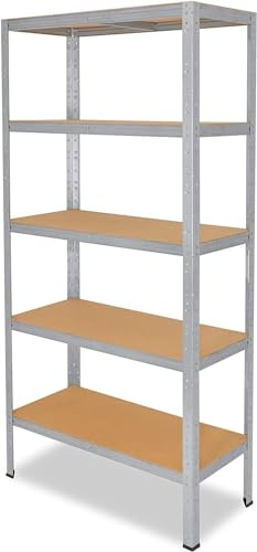 AERREGI 180X70X30 Scaffale in metallo 5 ripiani per carichi pesanti zincato con 100kg capacità di carico/per garage per ripostiglio o officina