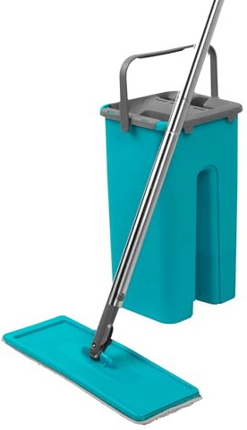 Beldray Balai Serpillère avec Seau Essoreur Antibactérien, Serpillière Style Vileda pour Sol, Système Complet avec Grattoir & Tête Plate, Parfait pour Carrelage/Stratifié, Blue