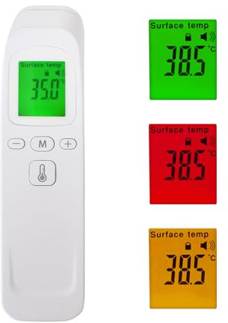Homirty Termometro Multifunzione A Infrarossi A Distanza per Persone E Oggetti, Risposta in 1S, Senza Contatto, Schermo con 3 Colori in Base alla Temperatura, Allarme, per Bambini e Adulti