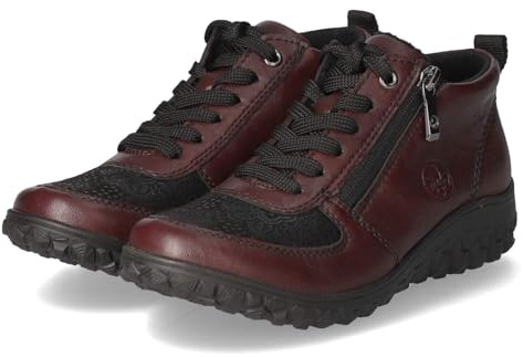 Rieker Donna 59541 - Stivali stringati, 43 EU, colore: Rosso, Colore: rosso, 43 EU