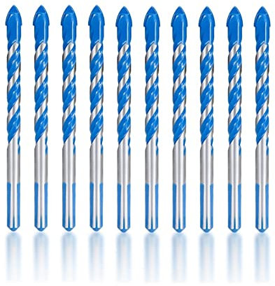 Broca triangular de 6mm y 8mm for baldosas de cerámica, hormigón, pared, broca de vidrio for perforar madera y Metal(6mm,20pcs)