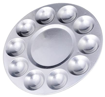 STOBOK 10löcher Aluminium Rundpalette Mischpalette Langlebig Und Rostfrei Für Malerei Und Kunsthandwerk Fächer Farbtrennung Und Mischung