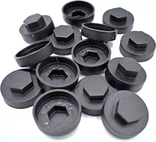 16mm Black Plastic Hex Caps for Gash Point Roofing Tek Screws - Pack of 250