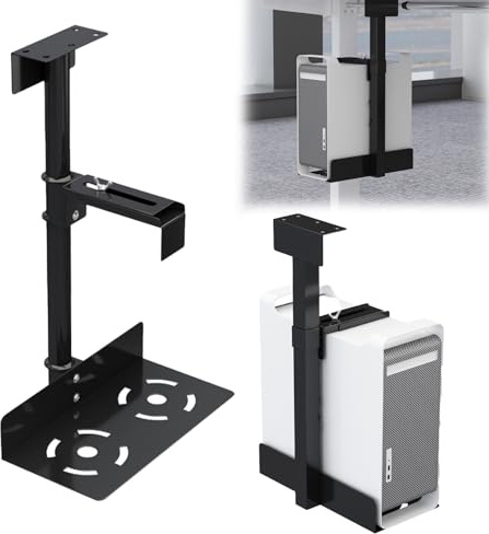 PC Halterung, Schwarz Unter Schreibtisch PC Wandhalterung Platzsparende PC-Halter Untertisch Höhe Verstellbar 50-530mm Bis Zu 35 Kg für Den Meisten Hosts